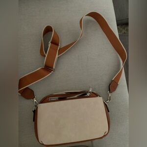Tan and Cream Crossbody Bag